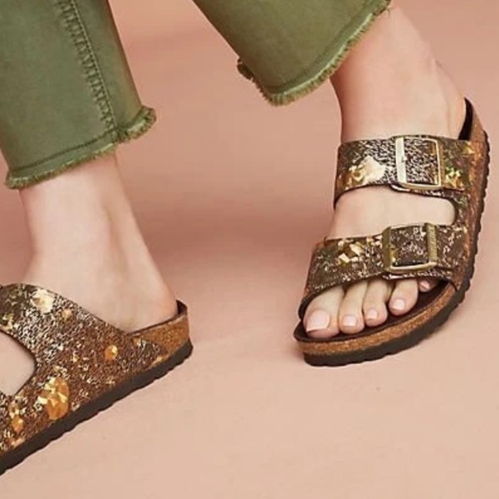 Birkenstock Metallic Iridescent Brown Double Buckle Sandals - Picture 9 of 9